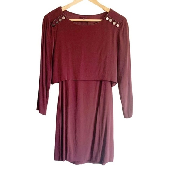 THE Kooples Crepe Viscose Shift Dress in Wine Color Size L - Picture 2 of 16